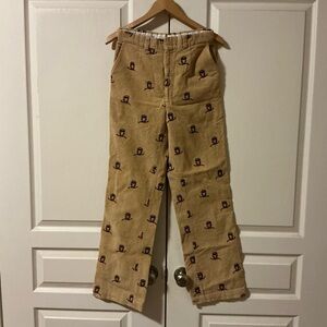 David Brooks Brown Corduroy Pants with Owl Embroidery, 10